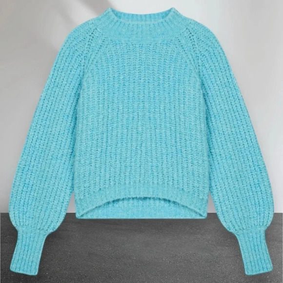 MAJE Alpaca & Wool Blend Sweater Jumper in Aqua Blue Size L - Picture 5 of 16